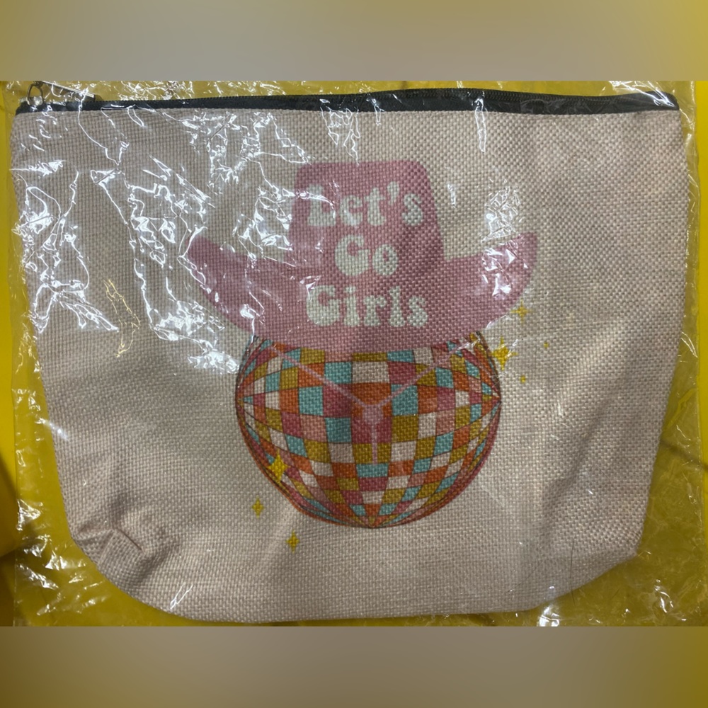 Let’s go girls disco ball cosmetic bag new